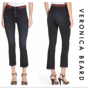 Veronica Beard Caroline Striped Waist Cropped 10” Baby Boot Jean - Size 24